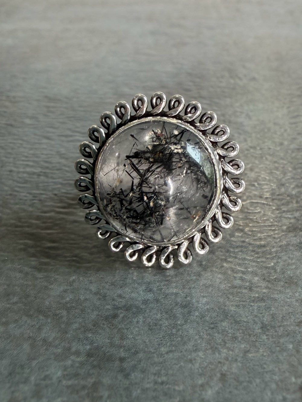 Rutilated Quartz Gemstone Ring Size 8 Women Statement Jewelry Silver Plated 925